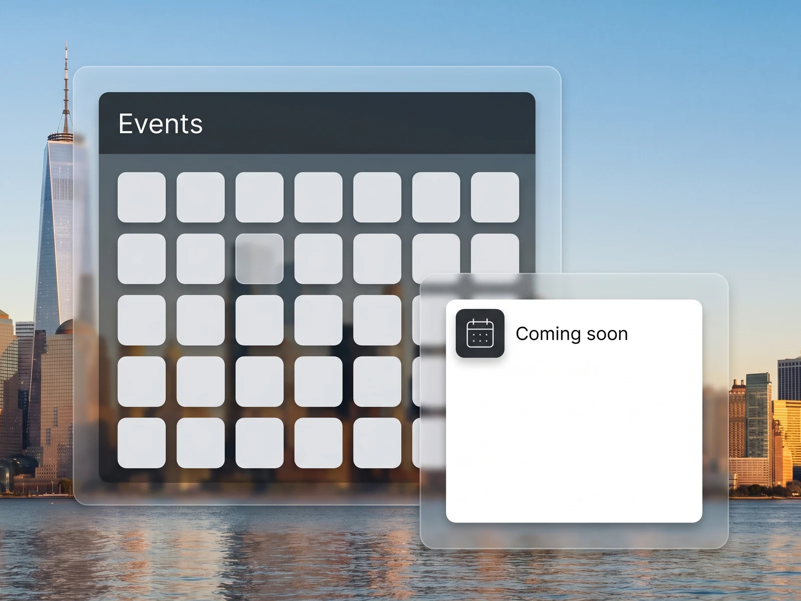 Illustration of a calendar card for events, marked coming soon