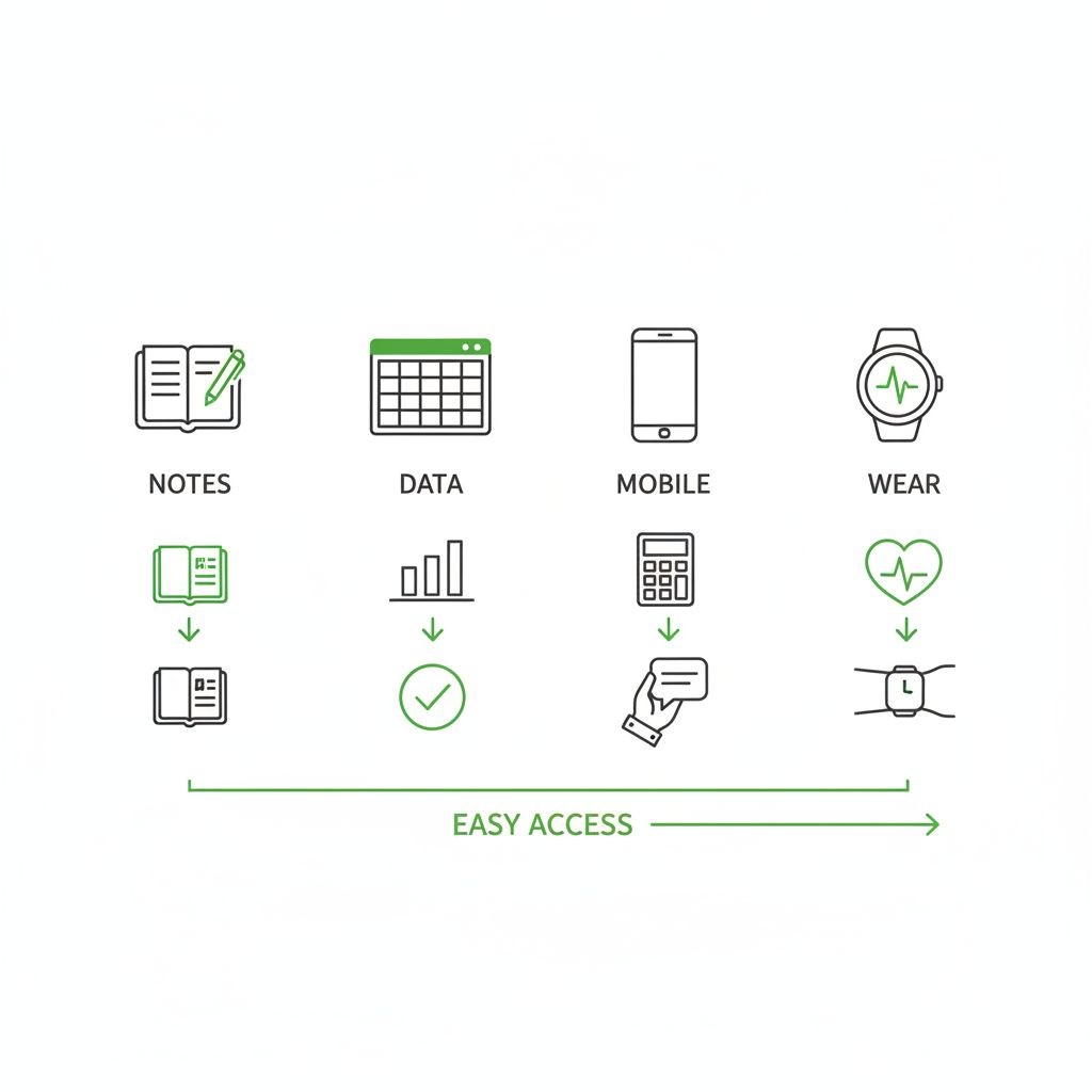 Comparison diagram of four workout tracking methods from paper to digital
