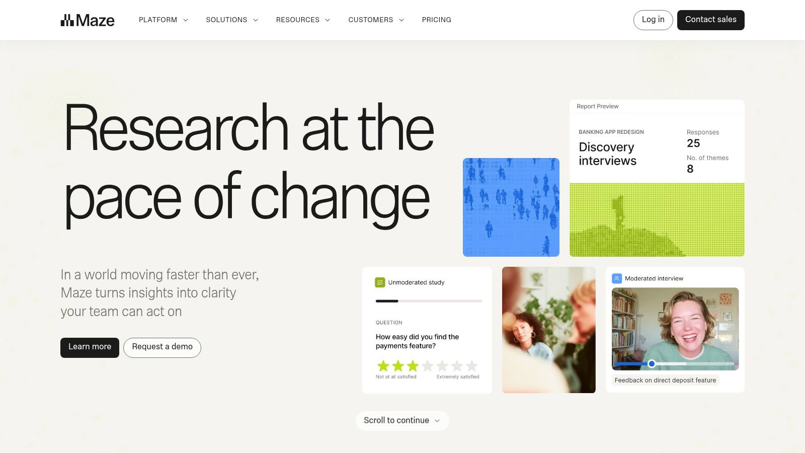 Maze's dashboard showing user testing results
