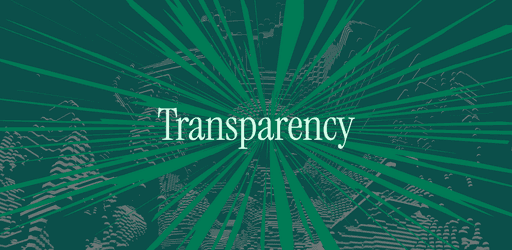 Green radial burst pattern with the word Transparency in the center.