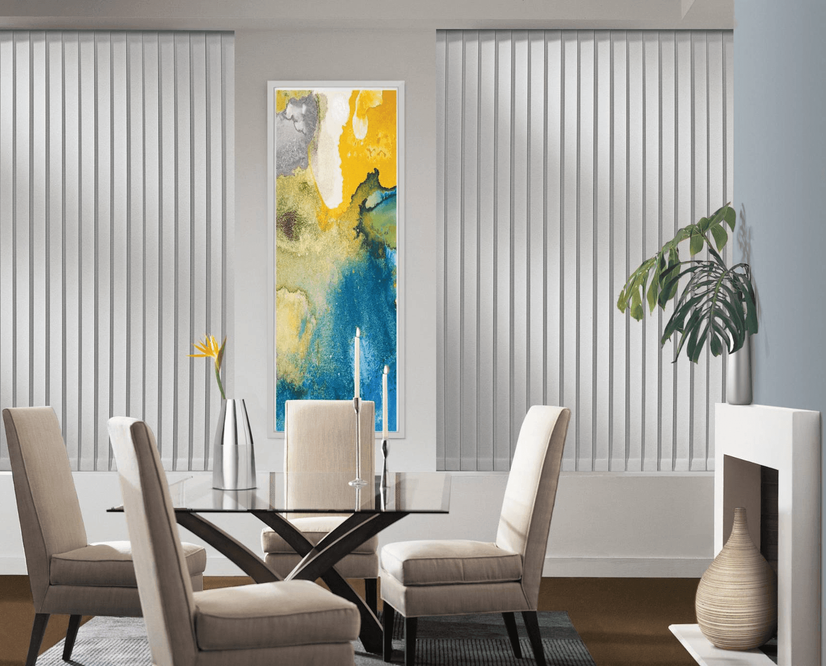 Somner Custom Vertical Blinds in Dining Room