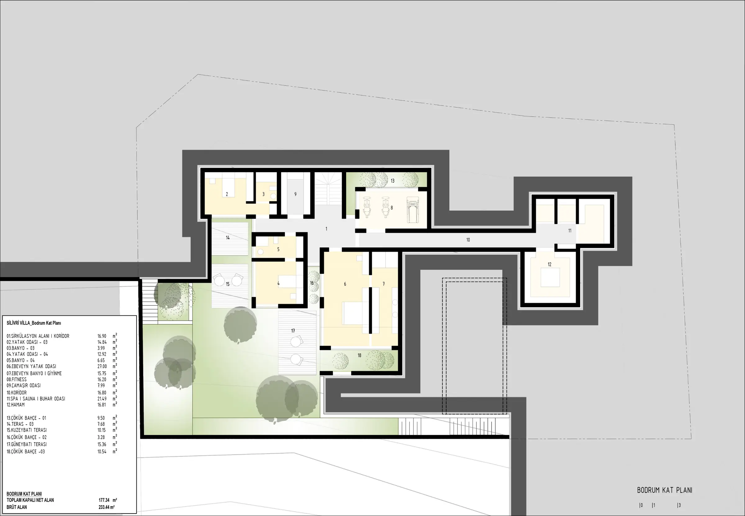 Lower-level plan of the second villa