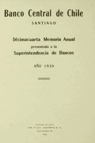 Banco Central de Chile. Memoria Anual 1939