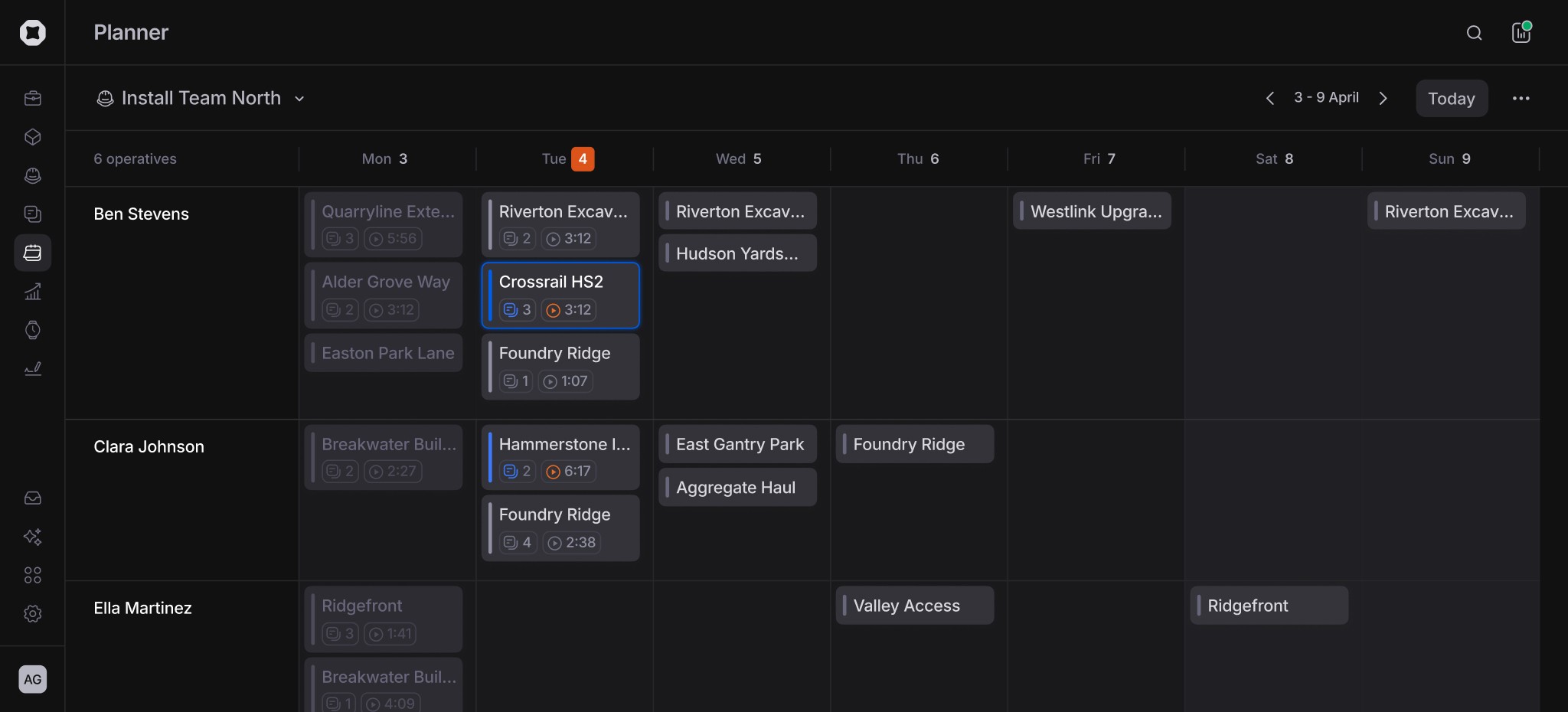 In dark mode, a drawing in Onetrace with multiple locations pinned. An orange pin for location 341 indicates “Follow up work” is needed.