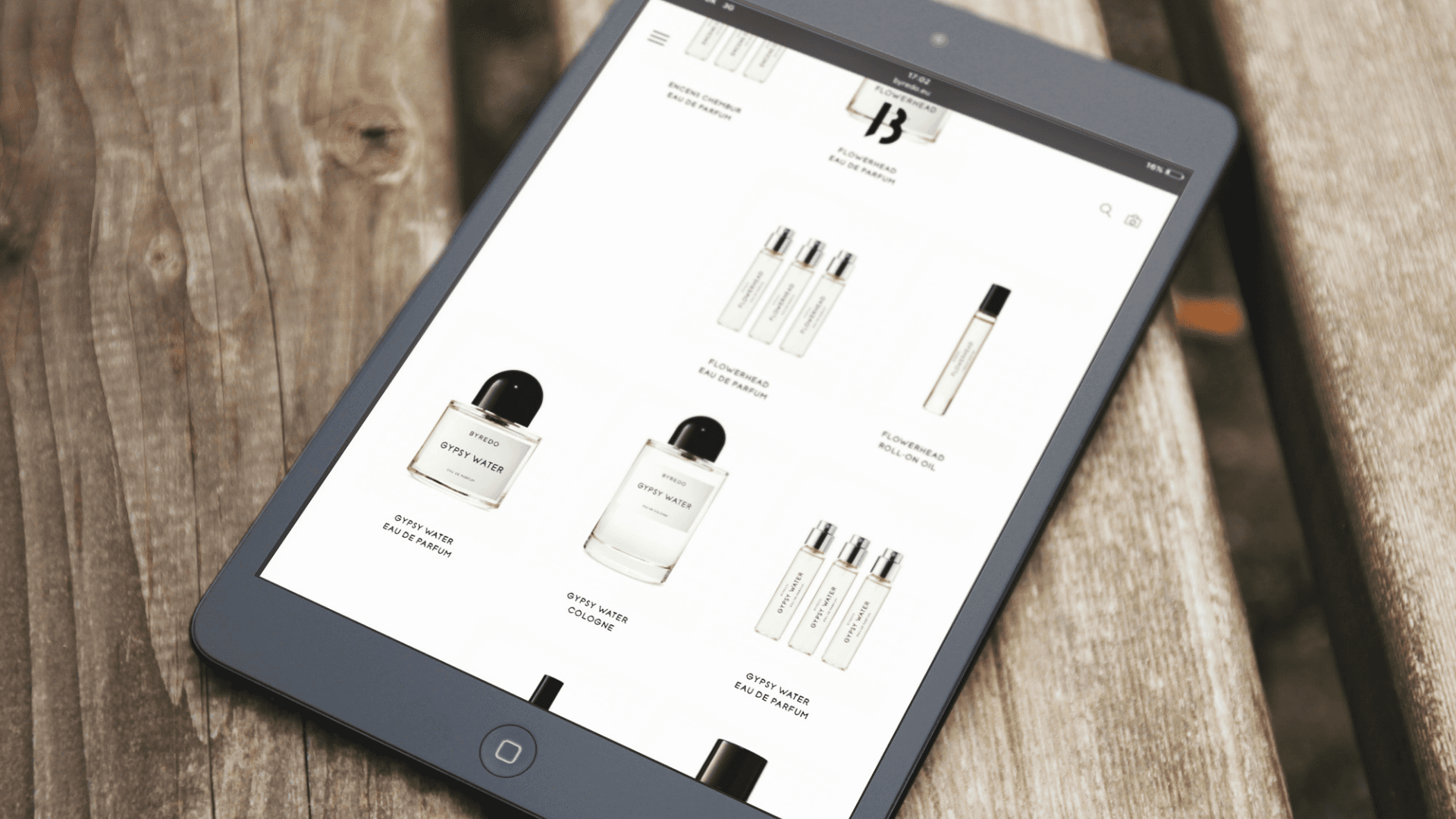 Byredo website on tablet