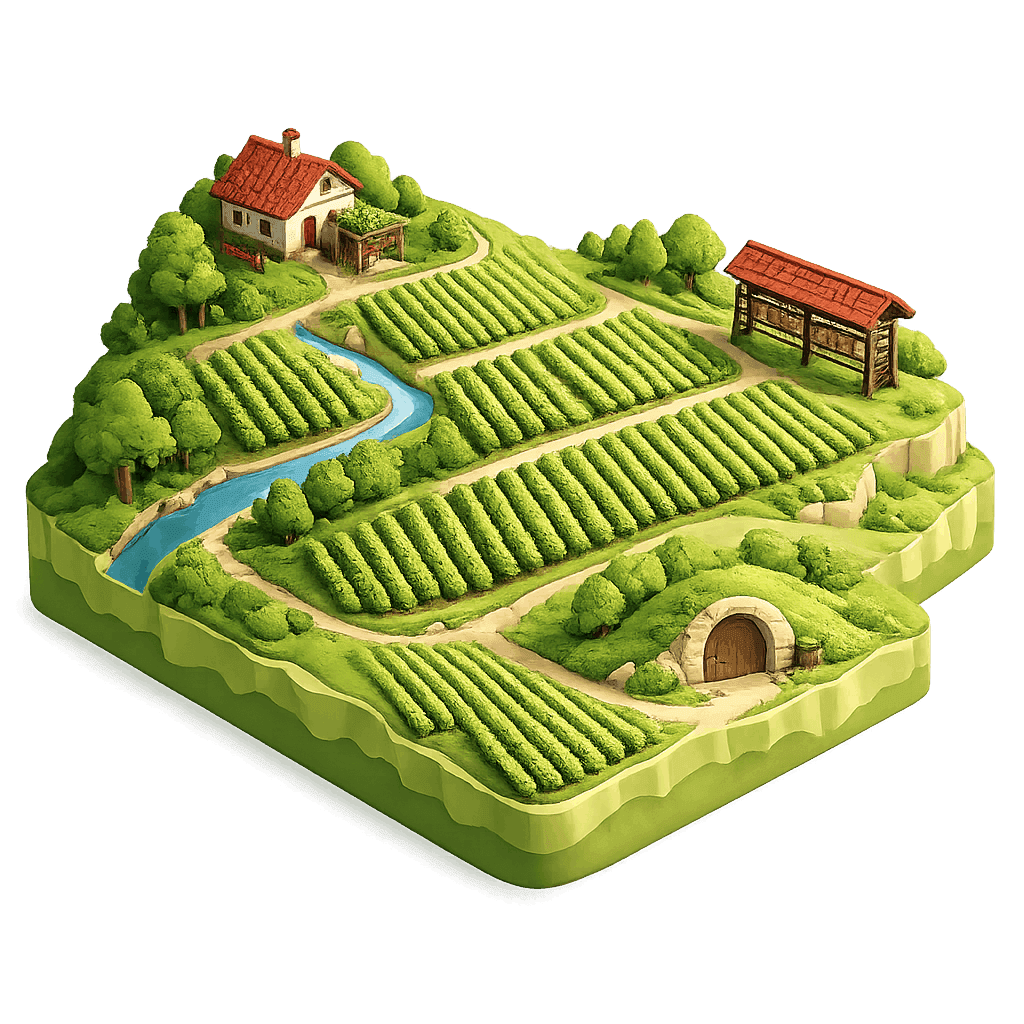 Artistic illustration of the Posavje wine region.