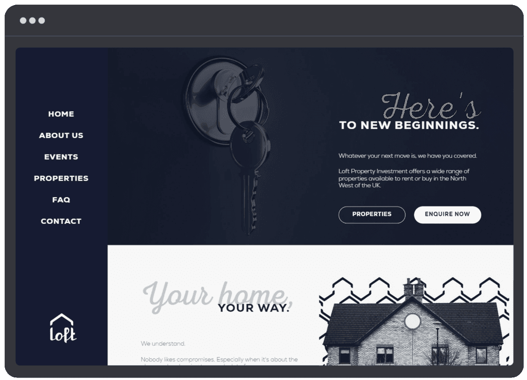 Loft Property Investment weeb design concept