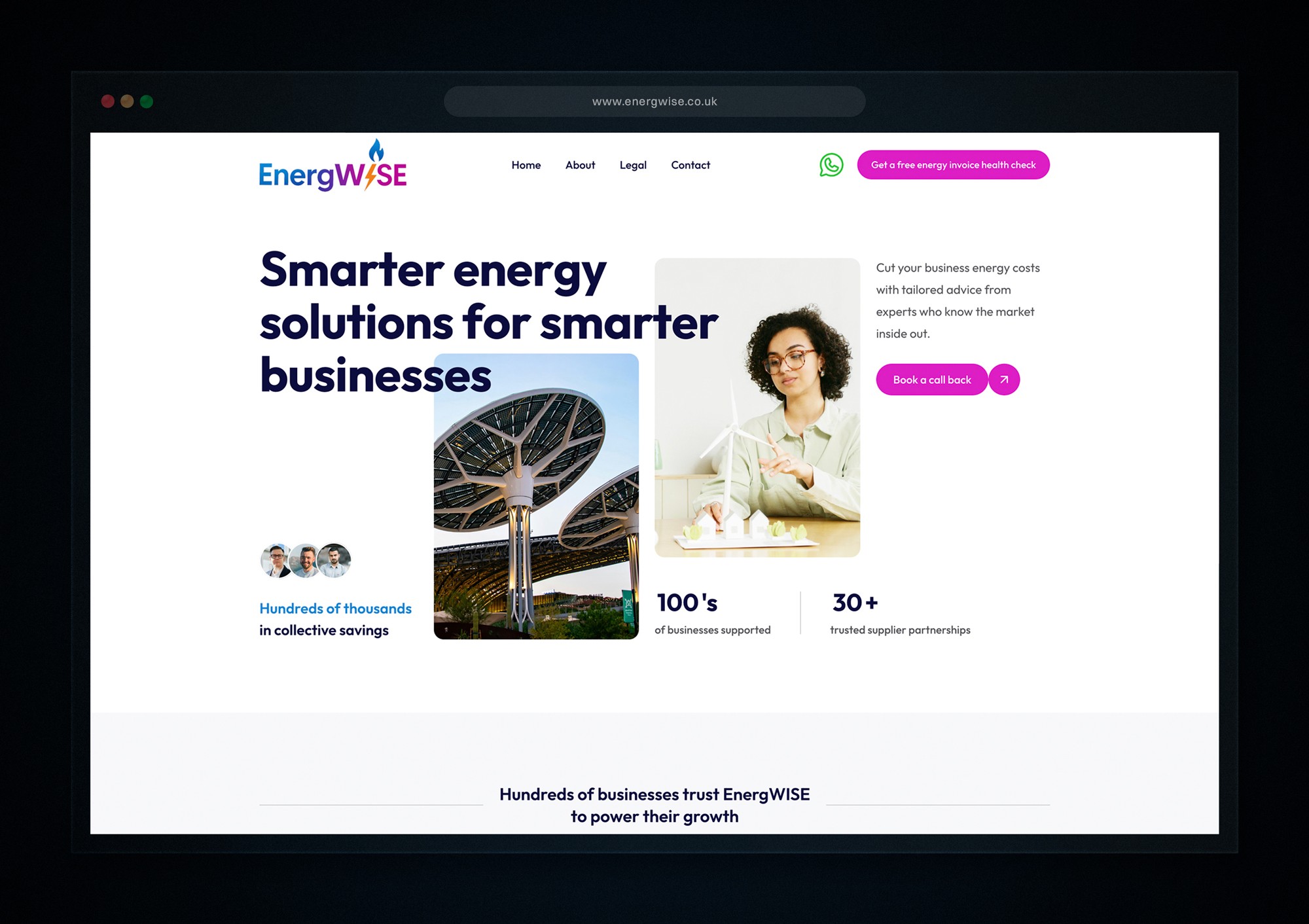 EnergWISE website redesign showing clear energy advice and structured navigation