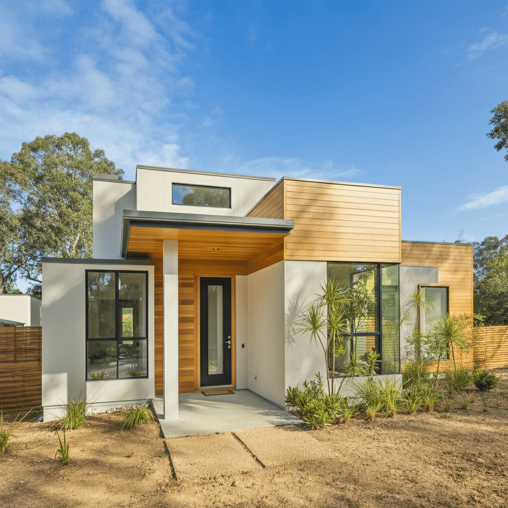 modern home being actively constructed