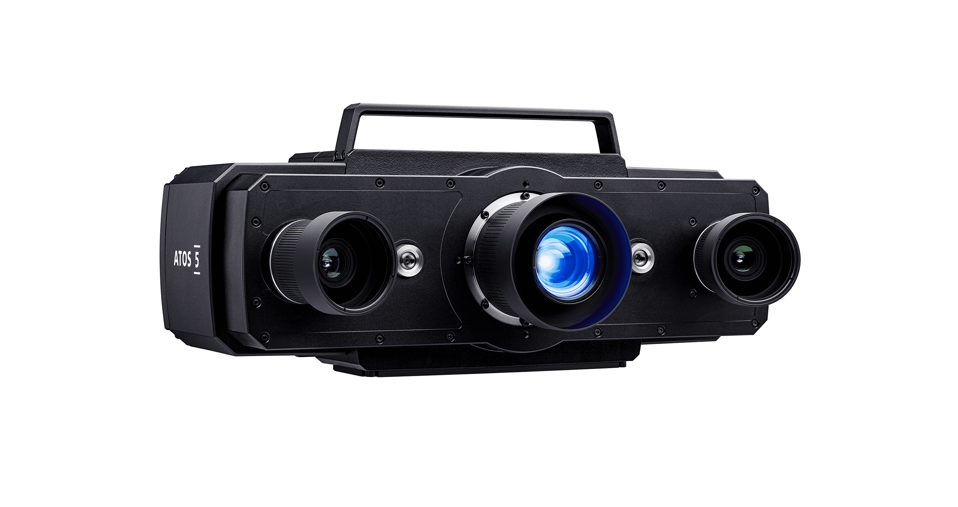 ATOS 5 optical 3D scanner with dual blue light projection lenses, high-accuracy system for complex shape measurement.