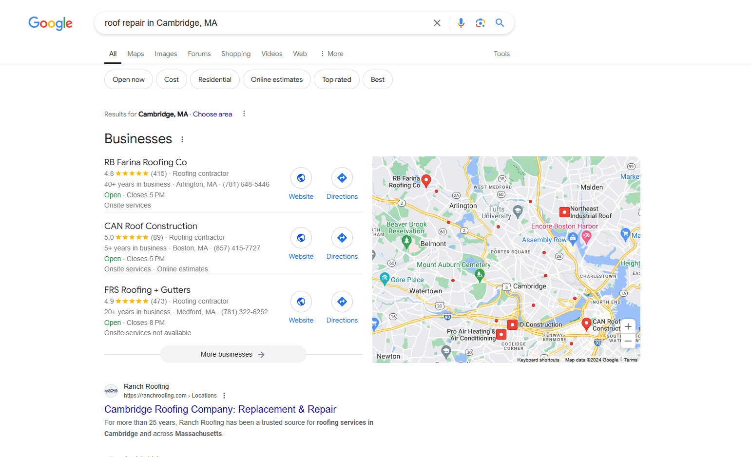 using local roofing keyword