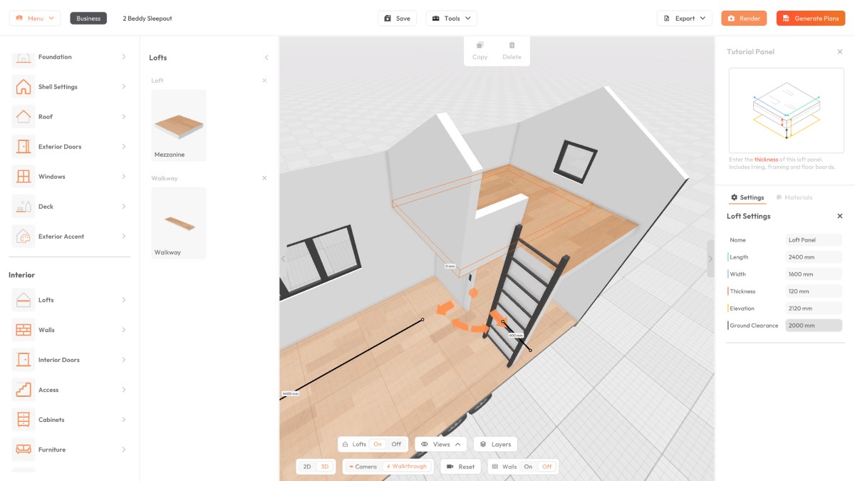 Window Position On a Tiny Home using 3D Tiny House Designer