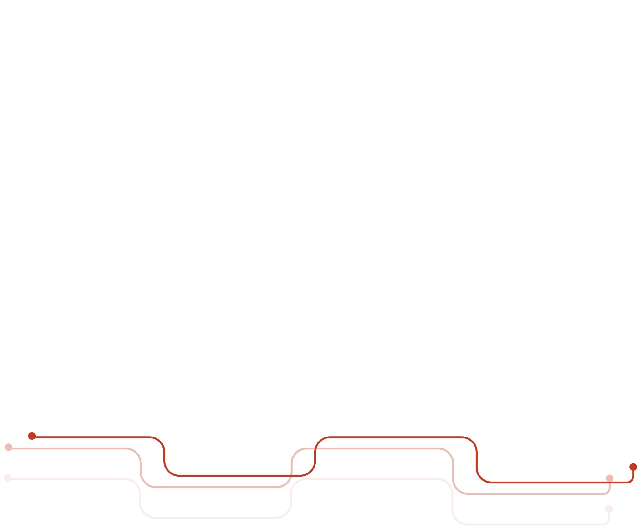 Rote Elemente einer Fußbodenheizung