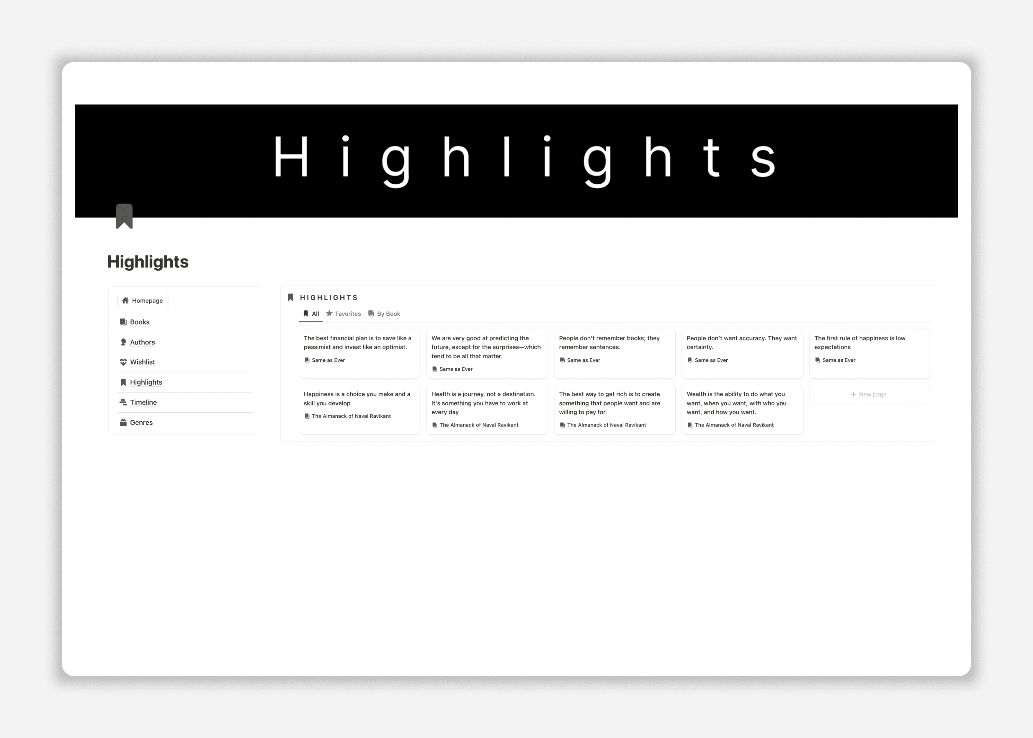 Notion Book Tracker Template - Web Feature4 - Highlight Notes