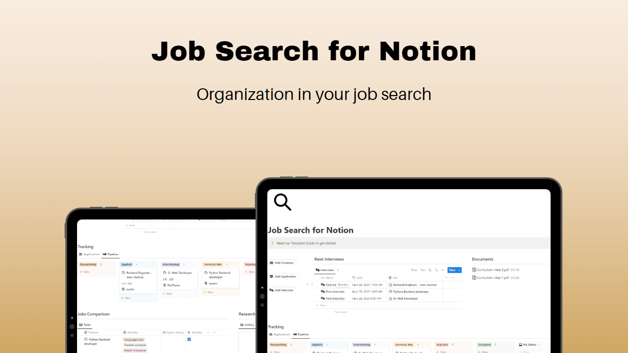 This is a Cover to Job Search a Notion Template