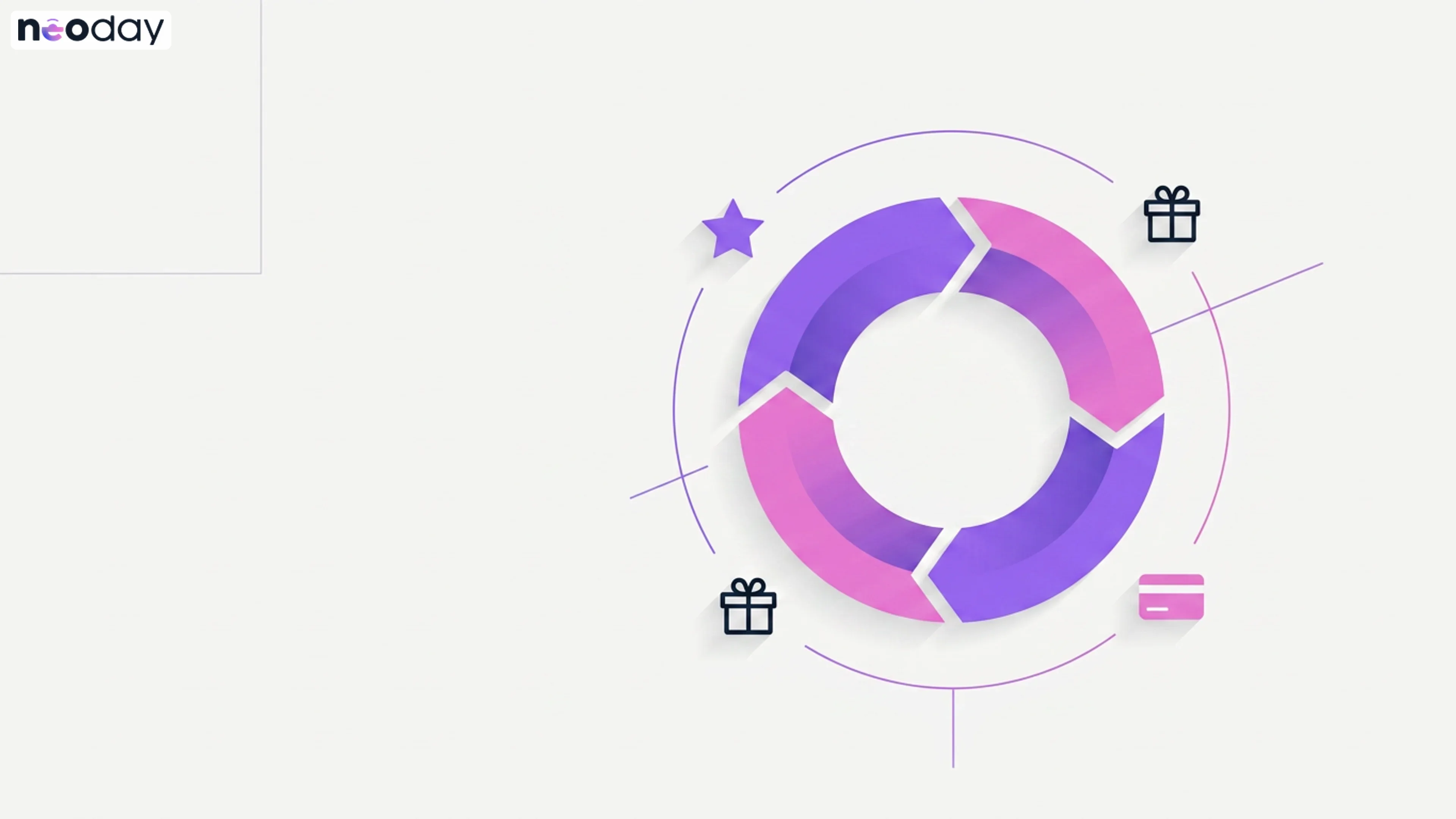 Abstract illustration of a loyalty program reward cycle with violet and pink accents on a light background