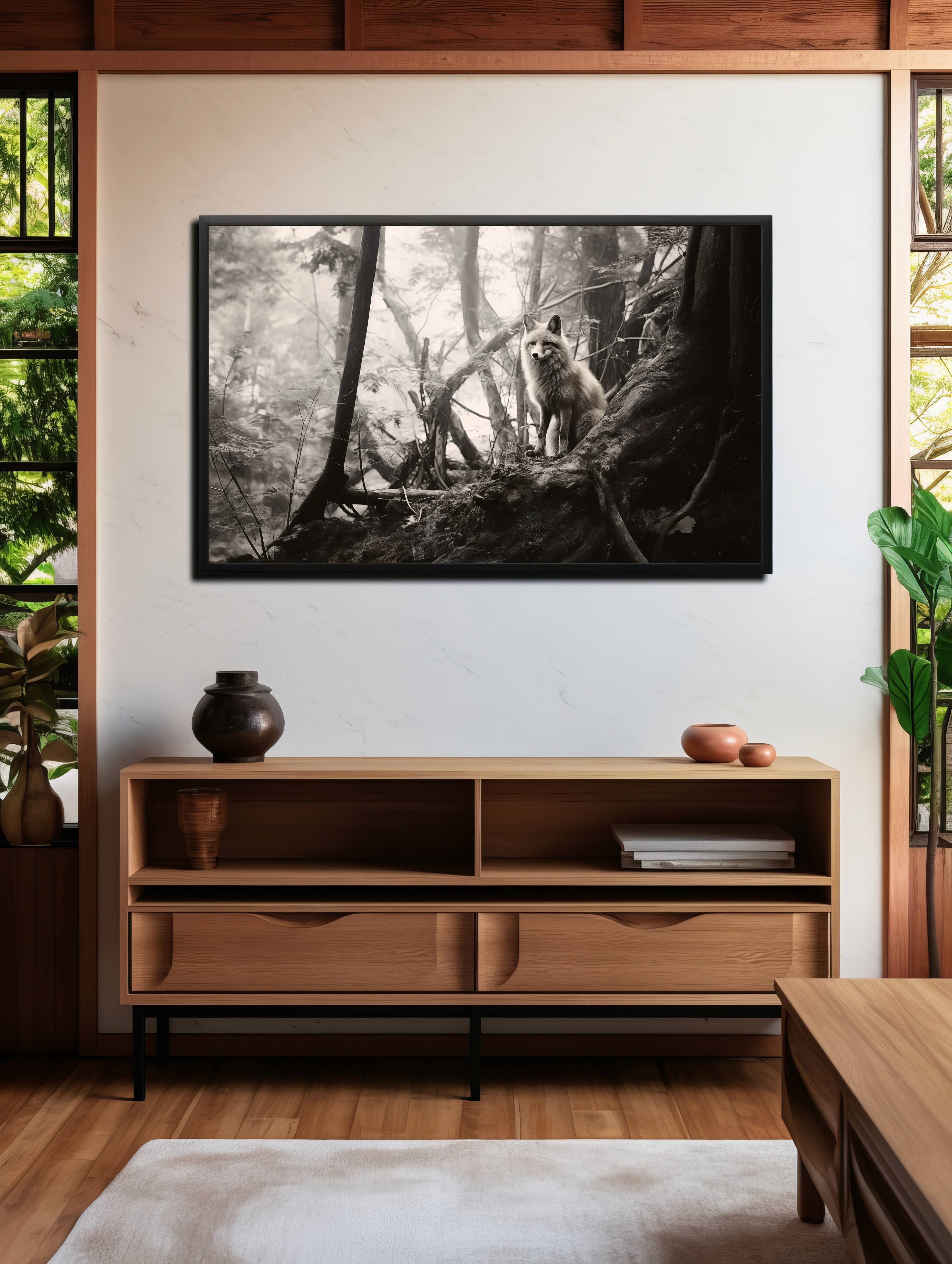 Folk Fable AI product mockup in living room