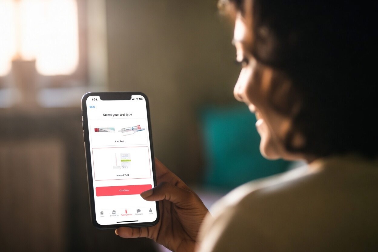 Person using the Accountable breathalyzer at home