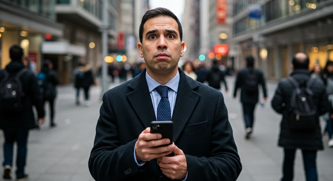 confused man in the city