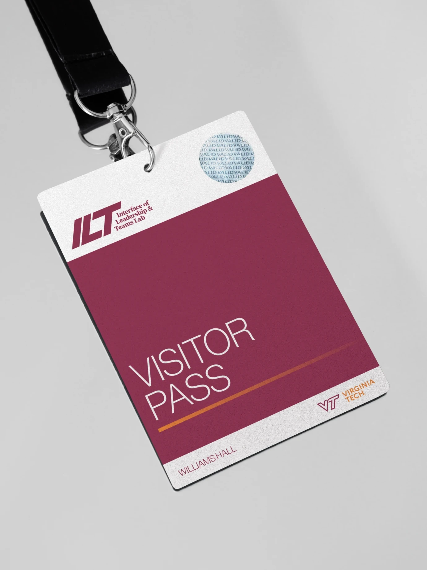 ILT Lab — Visitor pass and lanyard with ILT logo — Identification system