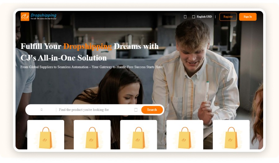 CJ Dropshipping homepage.