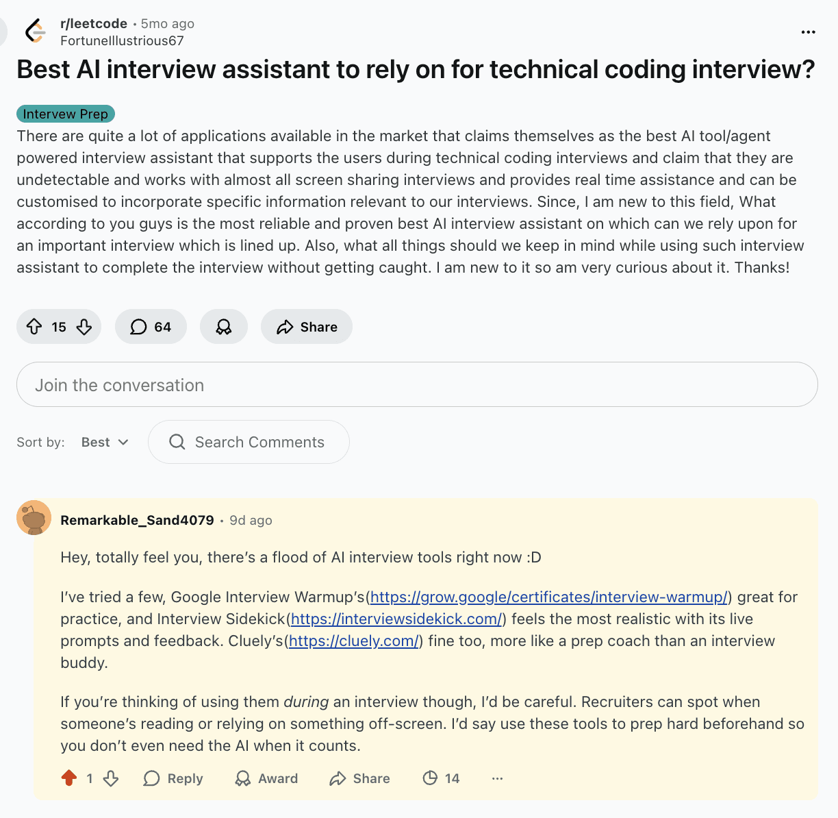 Interview Sidekick Review from Reddit