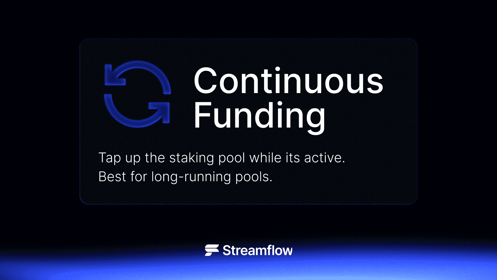 Continuous Funding staking pools for token staking on solana with Streamflow