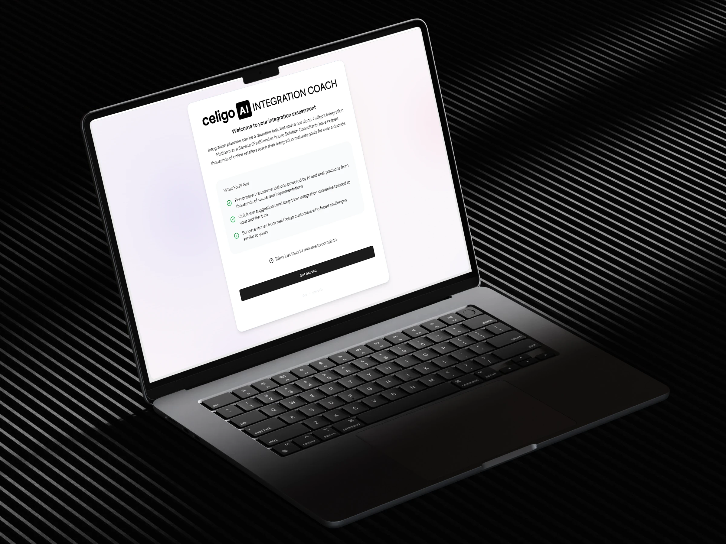 A laptop with the integration assessment tool shown on the screen
