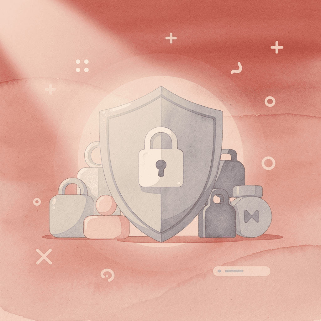 Shield protecting objects representing safe postpartum workout protection