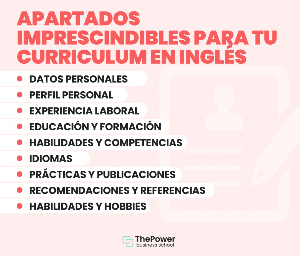 Apartados imprescindibles para tu curriculum en inglés