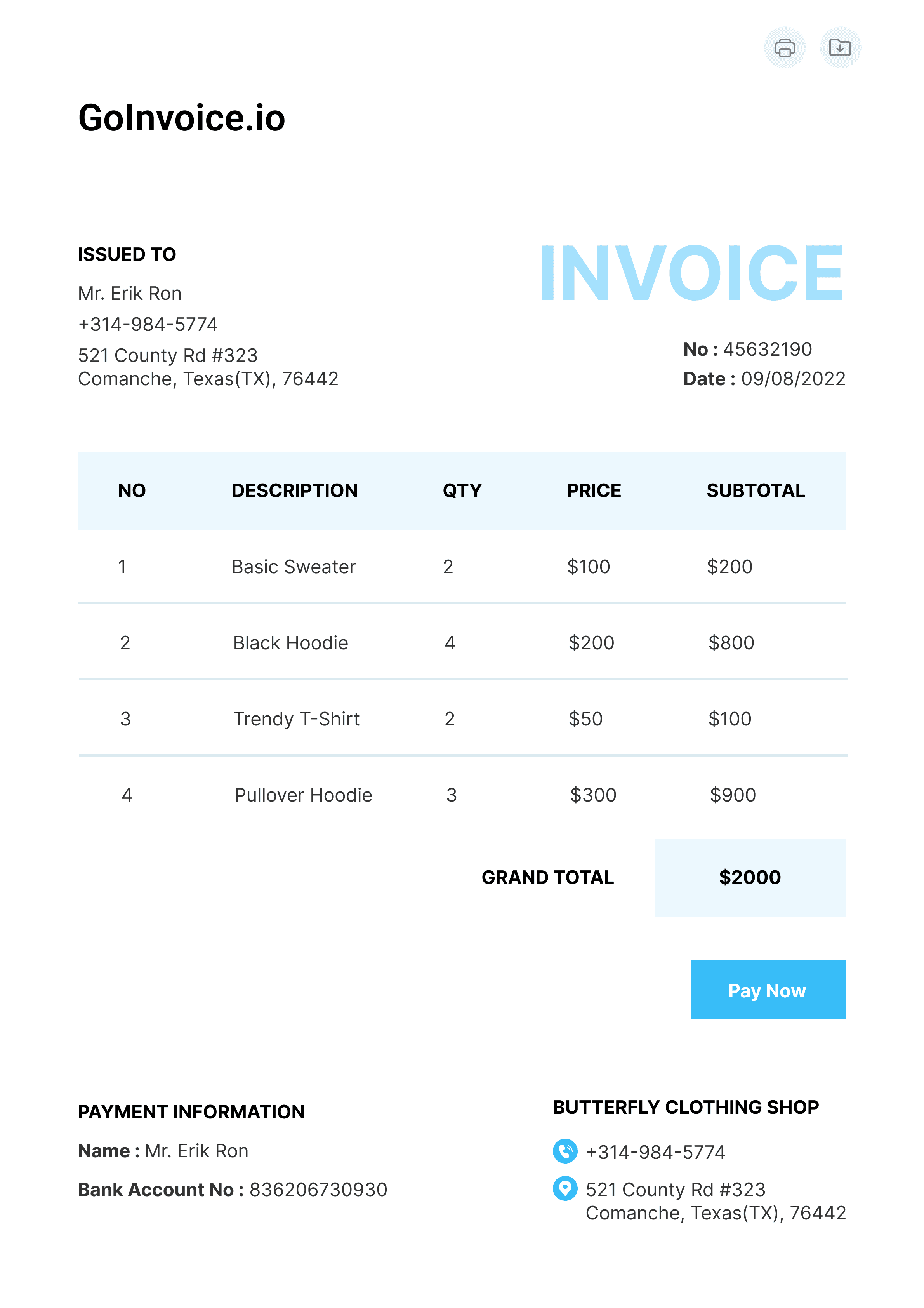 Fixed-Bid Contract Invoice