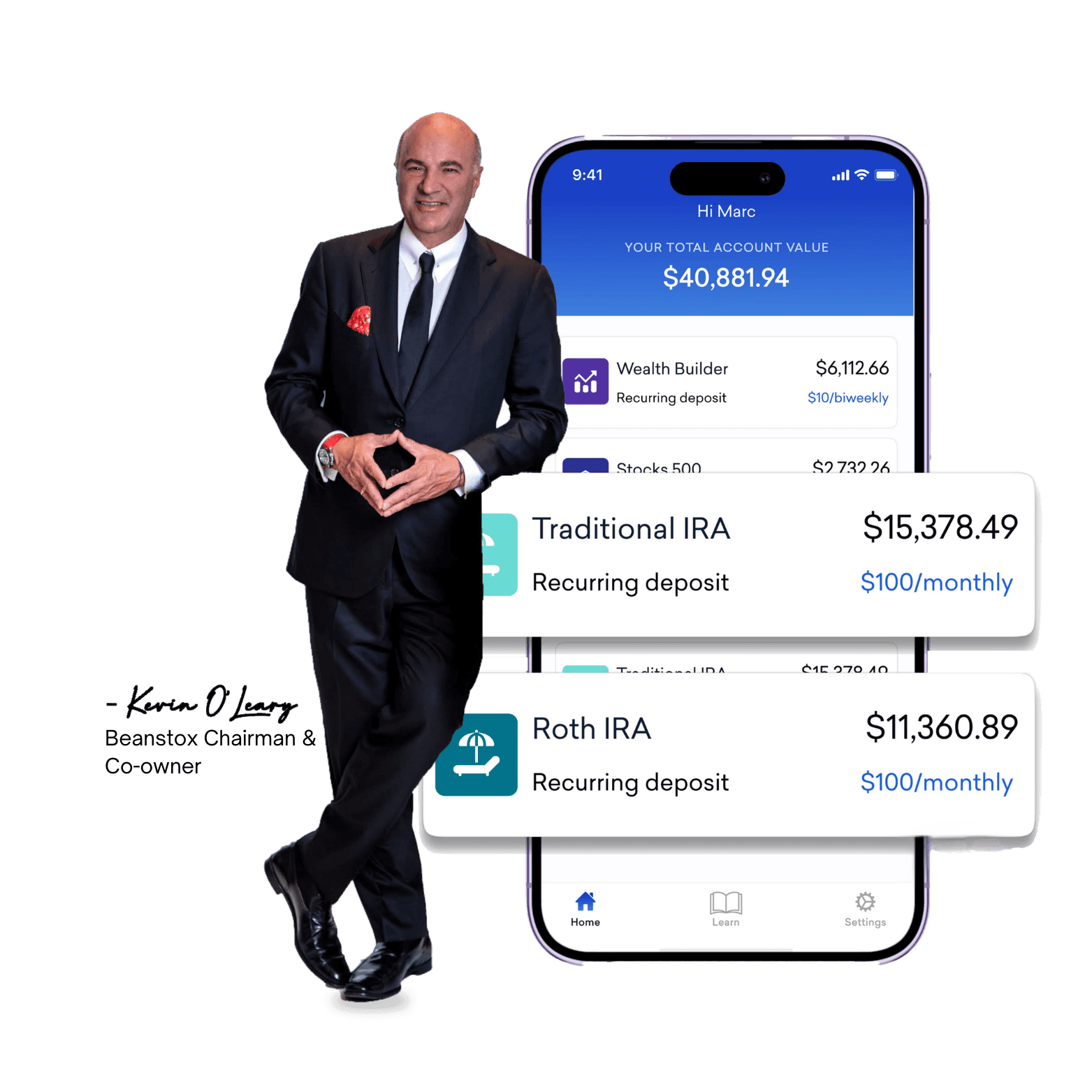 Beanstox mobile app showing projected growth