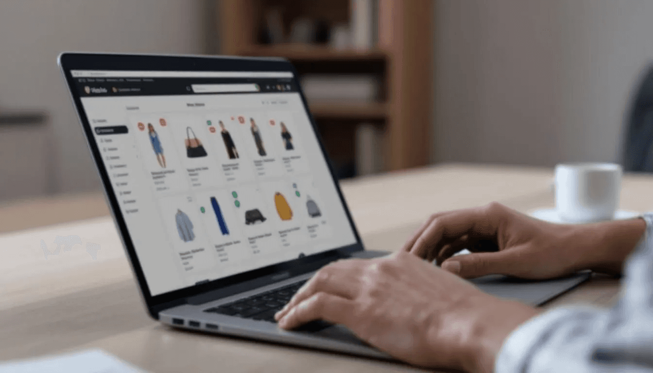An individual is using keyboard navigation to browse an online store, showcasing the importance of digital accessibility for visually impaired users. This method aligns with the European Accessibility Act and the Web Content Accessibility Guidelines, ensuring that e-commerce platforms are accessible to a broader audience through assistive technologies.