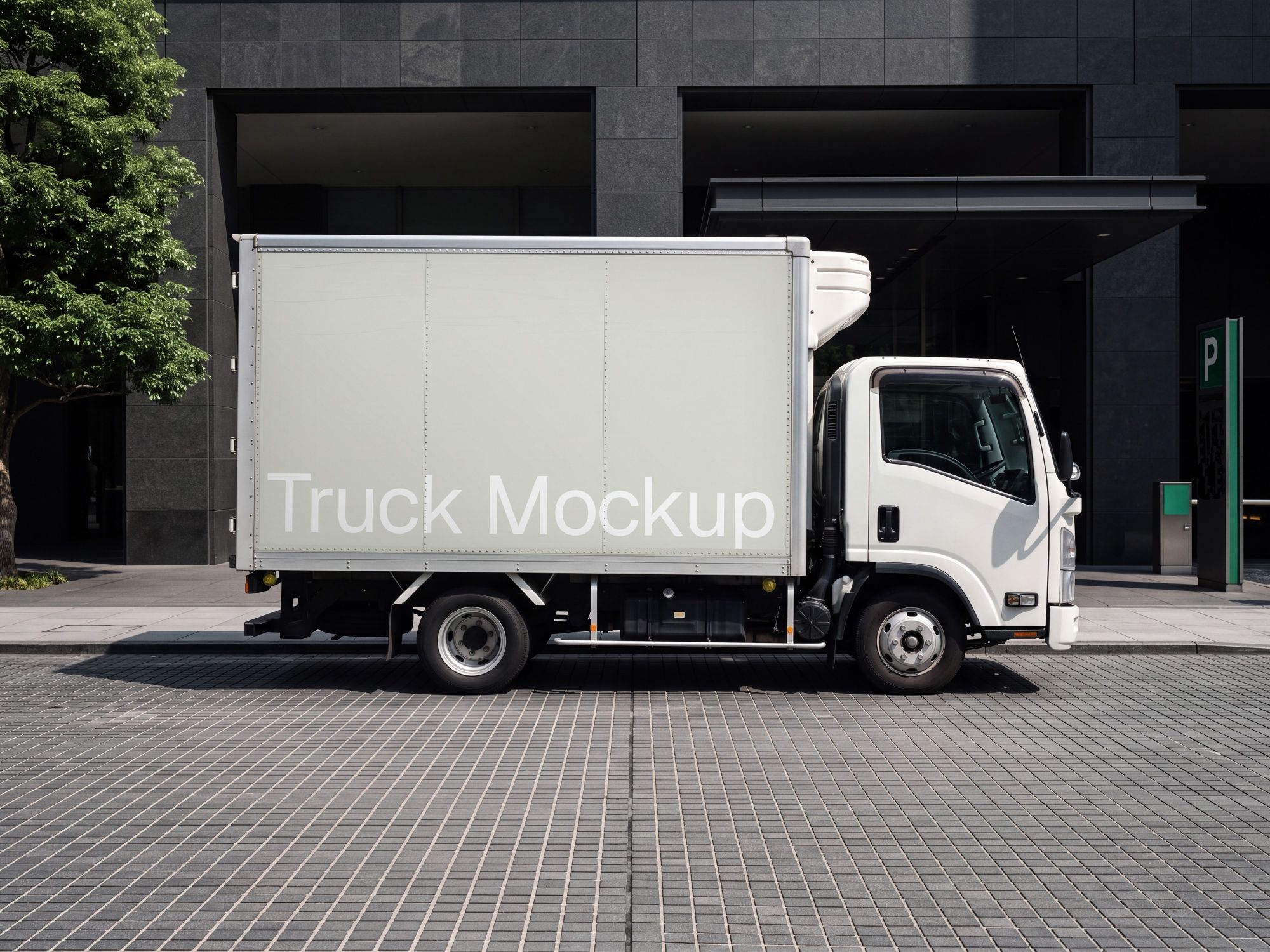 Small truck side mockup viewed from the side PSD download