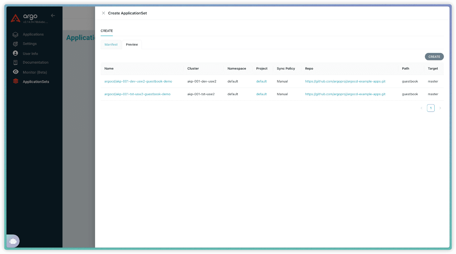 Live preview of applications generated by an Argo CD ApplicationSet before applying changes