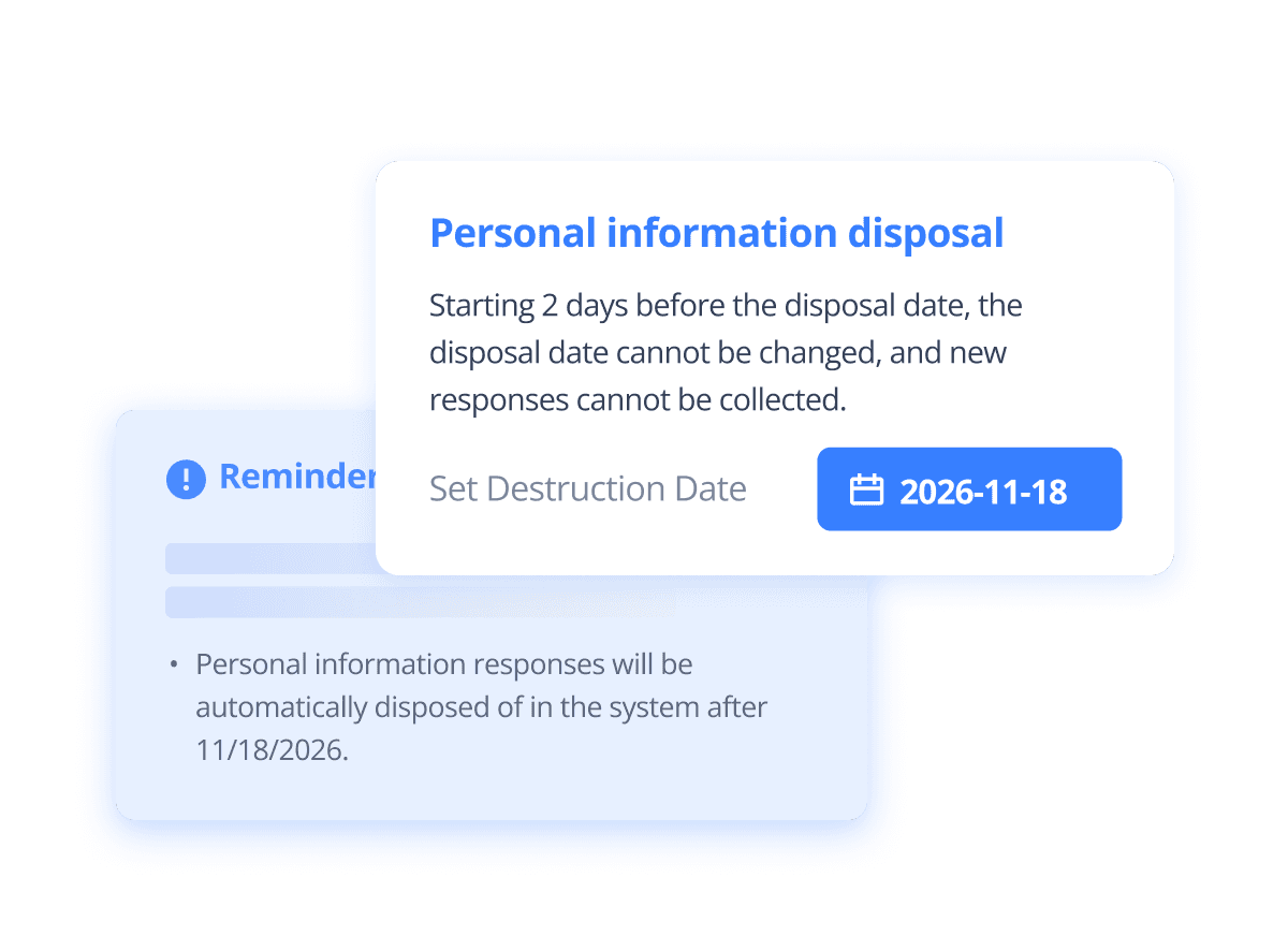 Two speech bubbles with text messages, one containing a prompt and the other a response option.