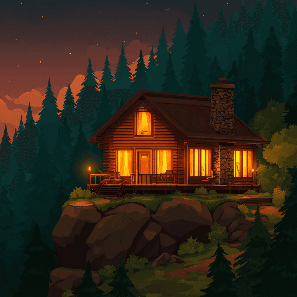 Cabin on mountain ledge