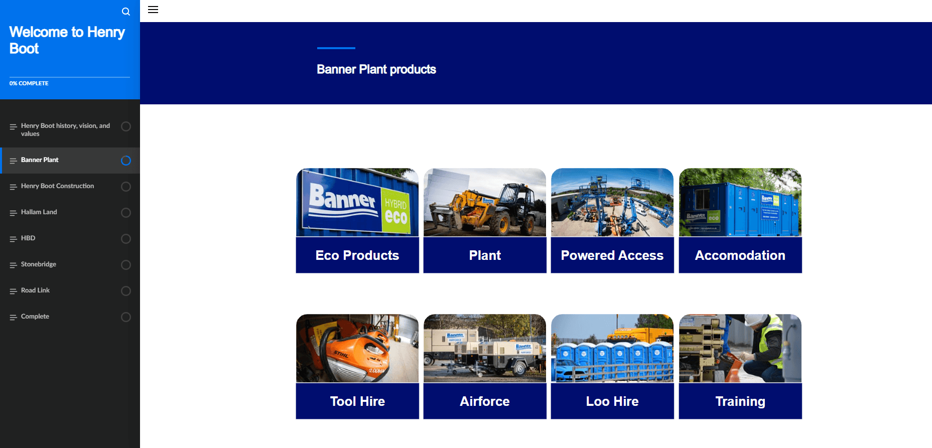 A screenshot of the Henry Boot module.
