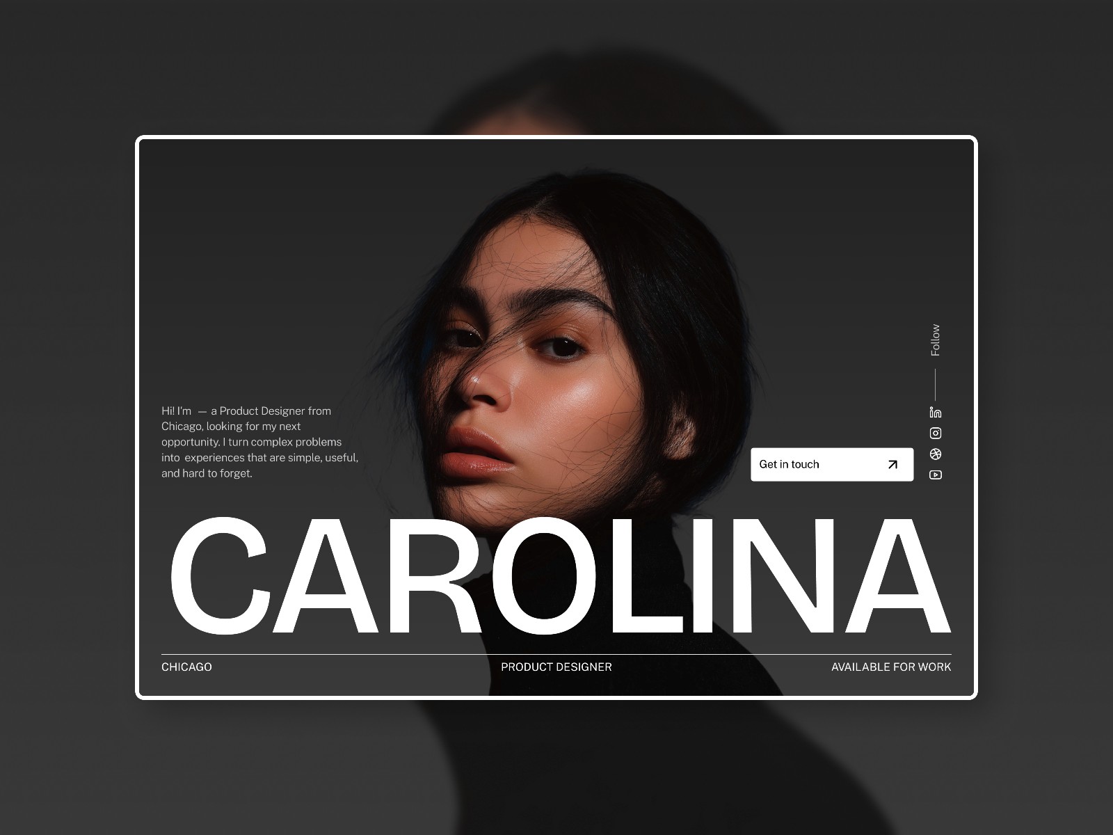 Carolina — 黑白极简专业作品集网站设计灵感