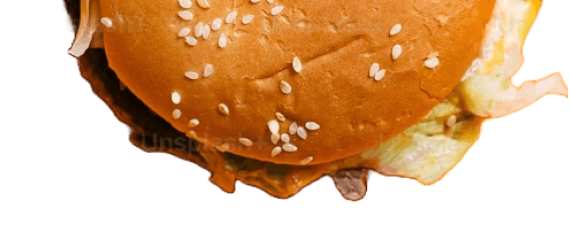 a cheeseburger that's half cut to perform a site animation