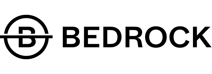 Logo of Bedrock, featuring a stylized design with text, conveying a modern and professional aesthetic.