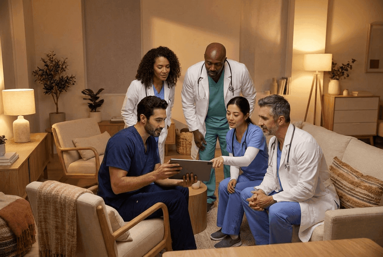 Healthcare professionals discussing texting best practices