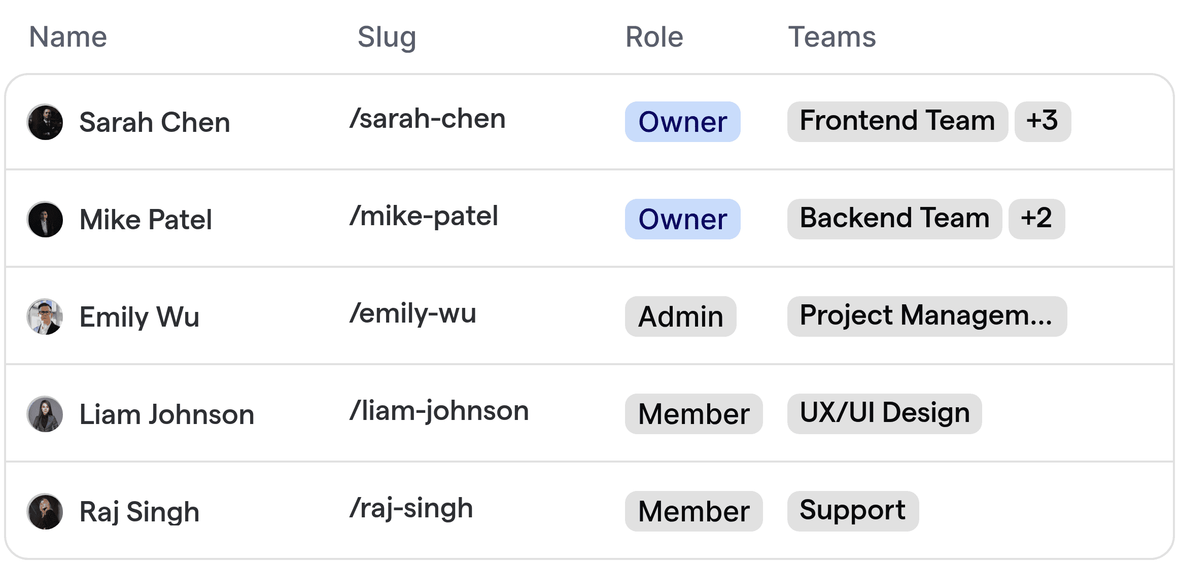 Automatische Routing-Schnittstelle für Webentwicklungsagenturen, die die Zuweisung an Frontend-, Backend- und Design-Teams anzeigt.