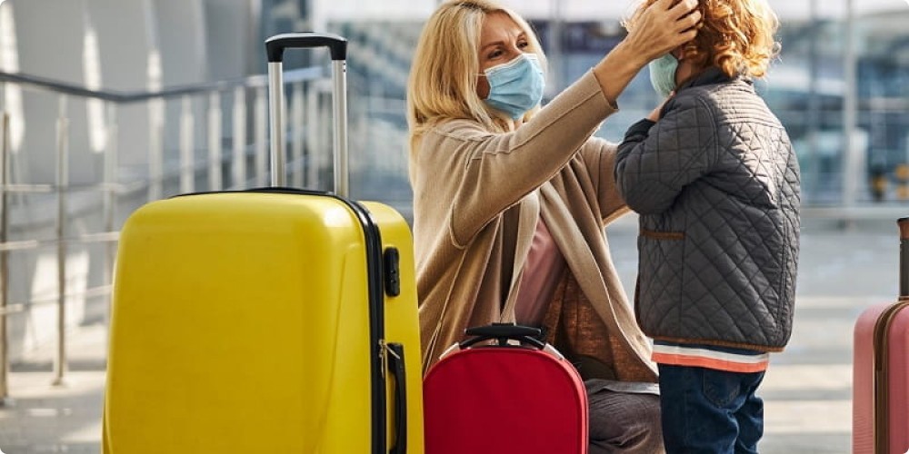 mother and child at an airport