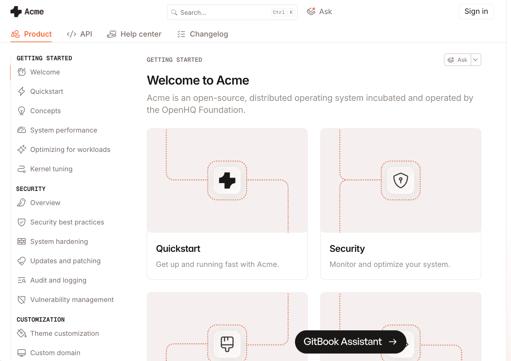 GitBook documentation editor showing visual editing and Git sync