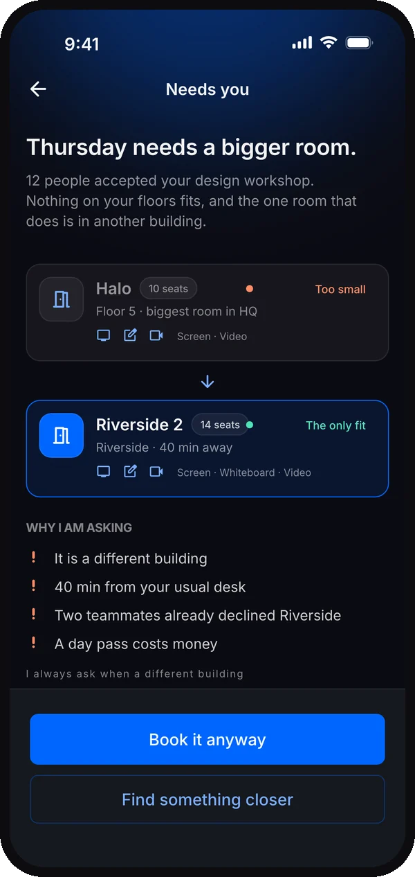 Thursday needs a bigger room: the only fit is in another building, so Sync is asking