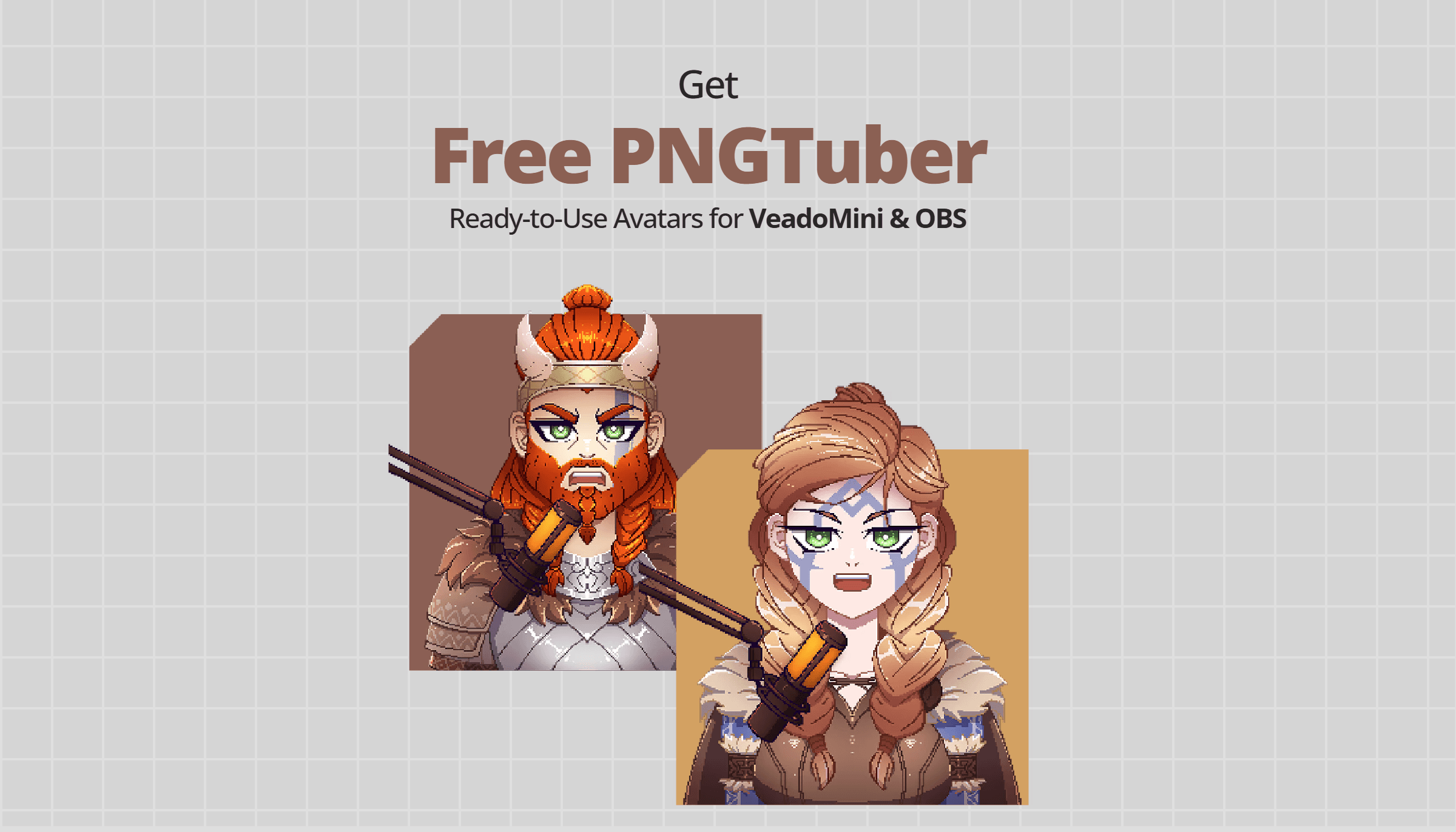 Free PNGtuber avatar with idle and talking expressions for VeadoMini, transparent PNG, ready for Twitch and OBS streaming.