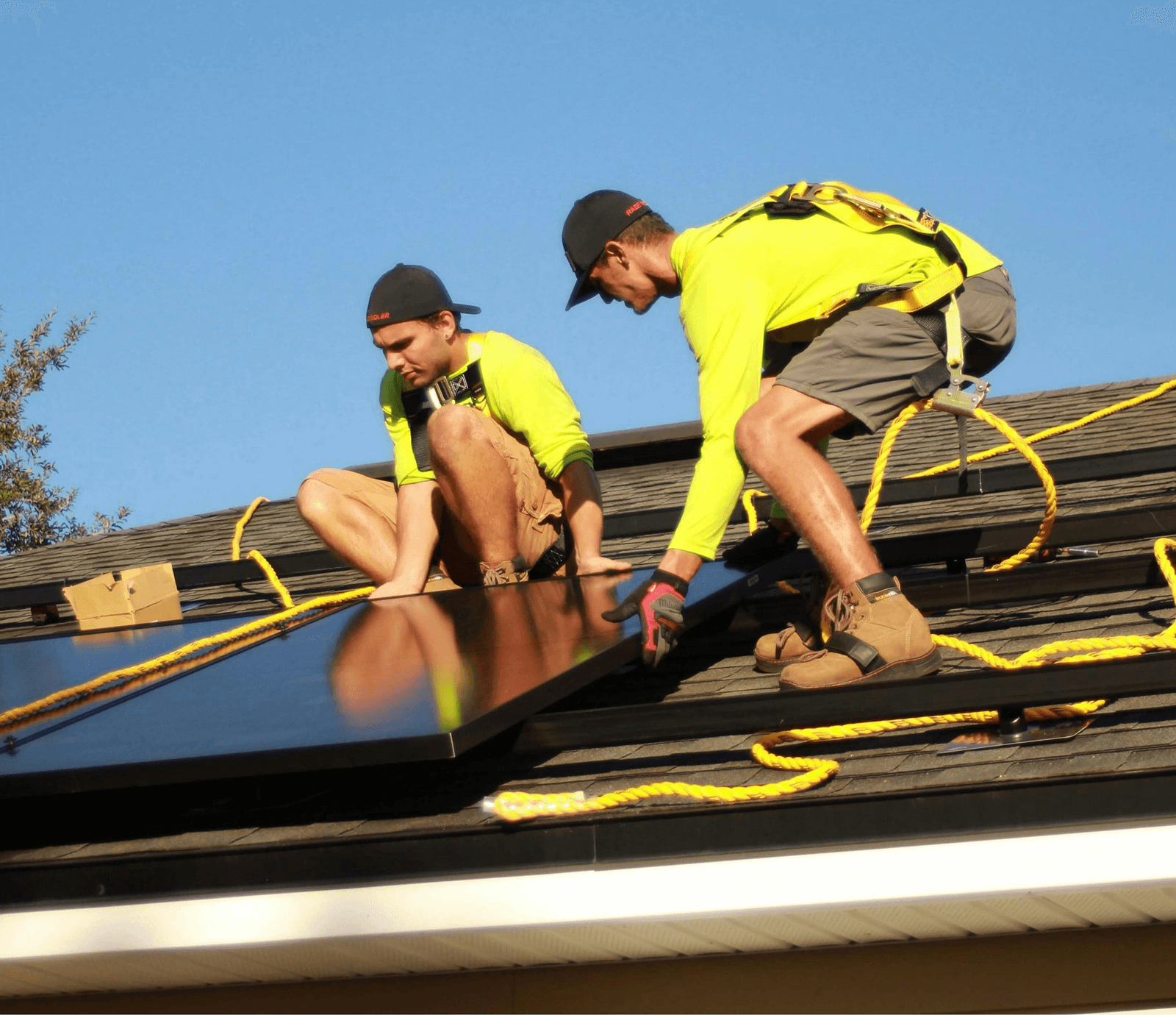 Solar panel installation Technician using level tool