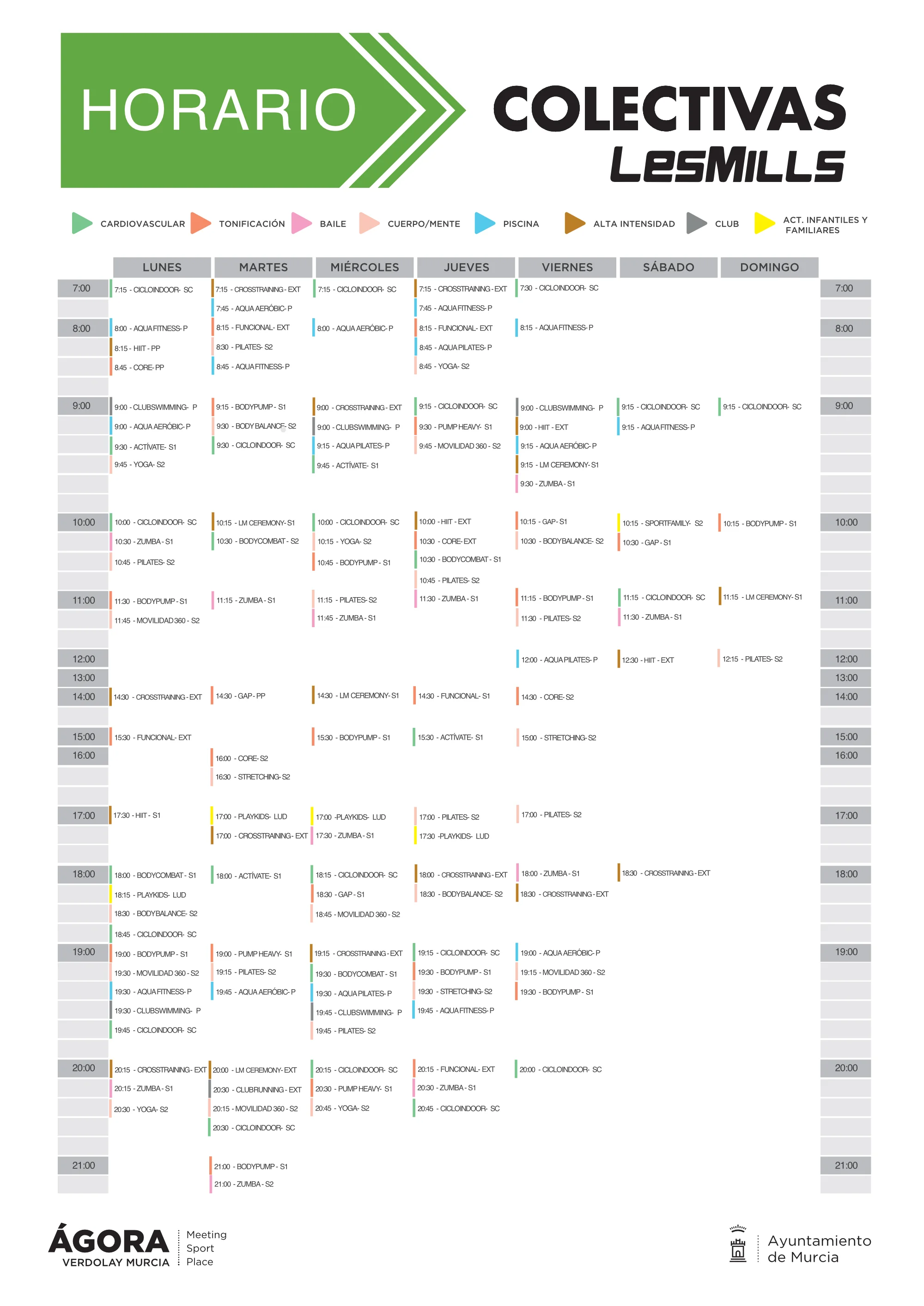 horario de actividades de ágora verdolay murcia