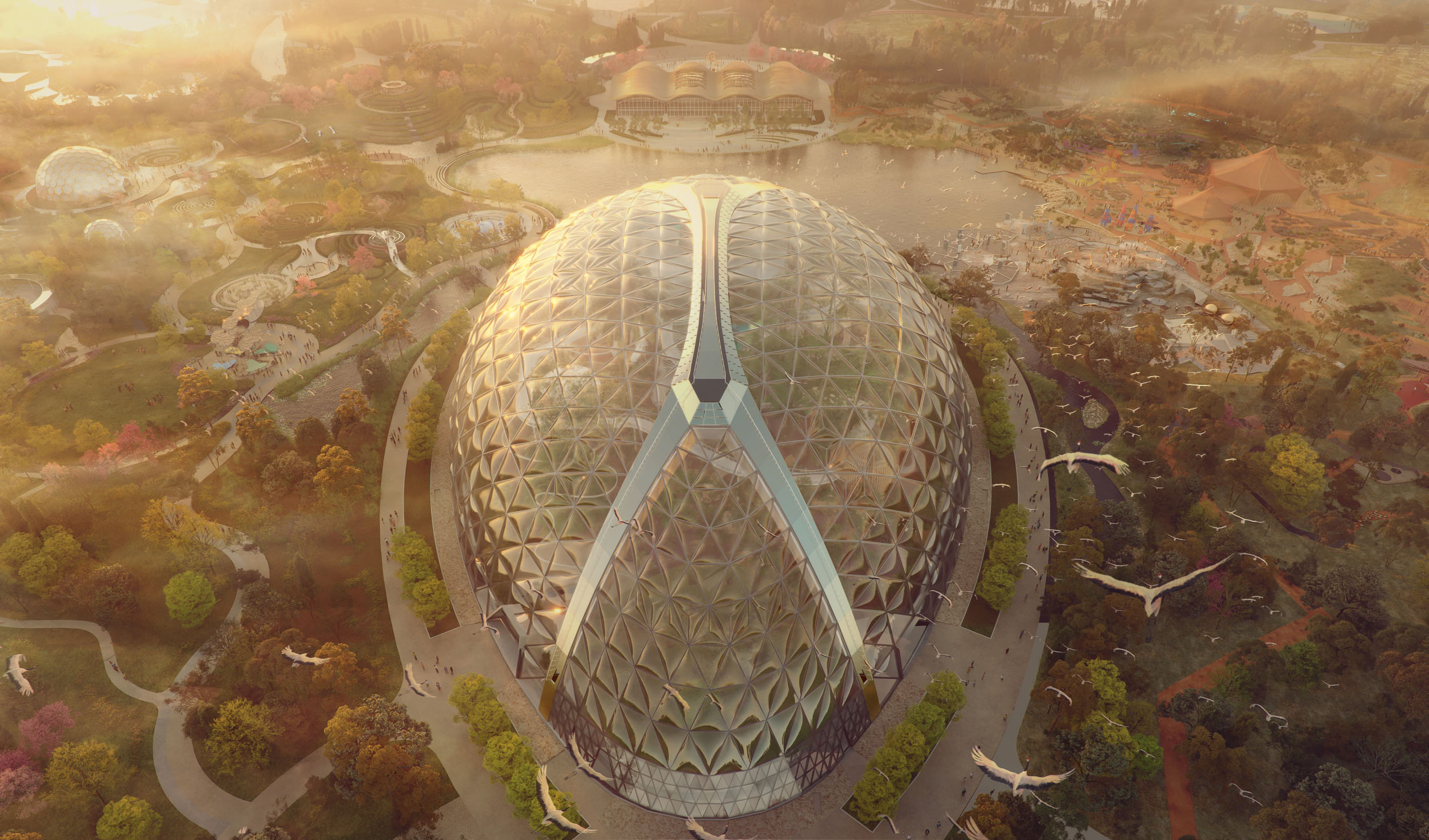 Architectural CGI render of a biosphere.